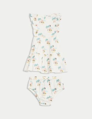 

Girls M&S Collection 2pc Pure Cotton Palm Tree Dress Outfit (0-3 Yrs) - Cream Mix, Cream Mix