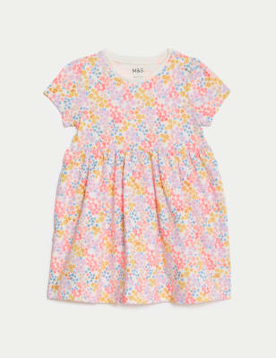 M&S Girl's Pure Cotton Ditsy Floral Dress (0-3 Yrs) - 0-3 M - Multi, Multi