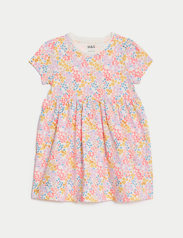 Zuiver katoenen jurk met bloemmotief (0-3 jaar) - NL