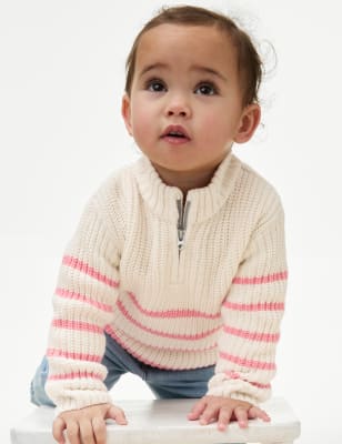 

Girls M&S Collection Striped Zip Jumper (0-3 Yrs) - Pink Mix, Pink Mix