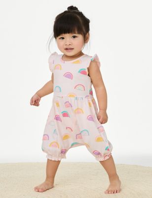 M&S Girl's Pure Cotton Fruit Romper (0-3 Yrs) - 3-6 M - Pink Mix, Pink Mix