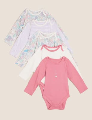 

M&S Collection Pack de 5 bodies 100% algodón de Perico, el conejo™ (6 1/2 lbs-3 años) - Pink Mix, Pink Mix