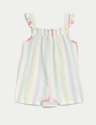 Cotton Rich Striped Romper (0-3 Yrs)