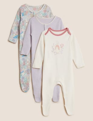 

Girls M&S Collection 3pk Pure Cotton Peter Rabbit™ Sleepsuits (6½lbs - 3 Yrs) - Pink Mix, Pink Mix