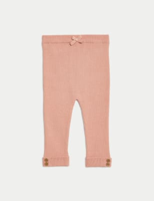 

Girls M&S Collection Knitted Ribbed Leggings (0-3 Yrs) - Coral, Coral