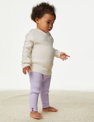 

Girls M&S Collection Knitted Ribbed Leggings (0-3 Yrs) - Lilac, Lilac