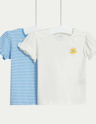 

Girls M&S Collection 2pk Pure Cotton Striped & Floral T-Shirts (0-3 Yrs) - Multi, Multi