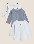 3pk Cotton Rich Patterned Tops (0-3 Yrs)