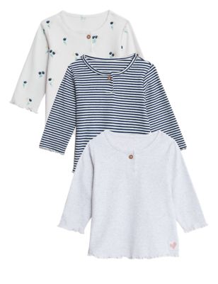 

Girls M&S Collection 3pk Cotton Rich Patterned Tops (0-3 Yrs) - Cream Mix, Cream Mix