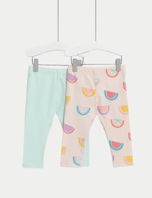 2pk Cotton Rich Fruit Print Leggings (0 Mths–3 Yrs)