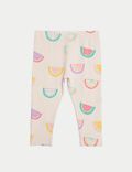 Pack de 2 leggings de algodón con estampado de frutas (0-3&nbsp;años)