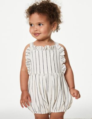 Cotton Rich Striped Romper (0-3 Yrs) - IS