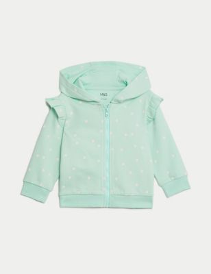 Cotton Rich Spot Zip Up Hoodie (0-3 Yrs) - AT