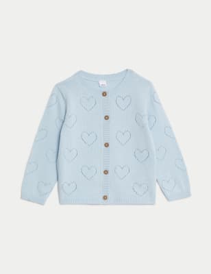 

Girls M&S Collection Pure Cotton Knitted Cardigan (0-3 Yrs) - Blue, Blue