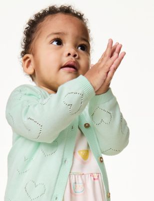 

Girls M&S Collection Pure Cotton Knitted Cardigan (0-3 Yrs) - Green, Green