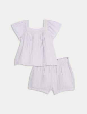 

Girls M&S Collection 2pc Pure Cotton Top & Bottom Outfit (0-3 Yrs) - Lilac, Lilac