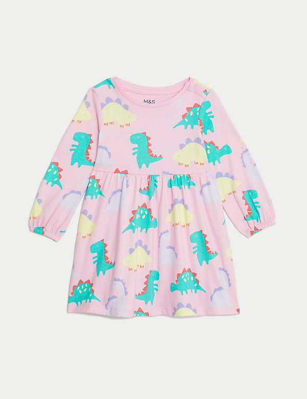 Pure Cotton Dino Print Dress (0-3 Yrs) - BE