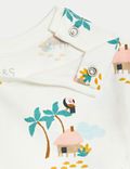 Set van 3 puur katoenen T-shirts met tropische print (0-3 jaar)
