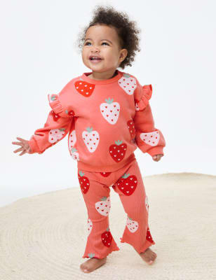 2pc Cotton Rich Strawberry Outfit (0-3 Yrs) - IS