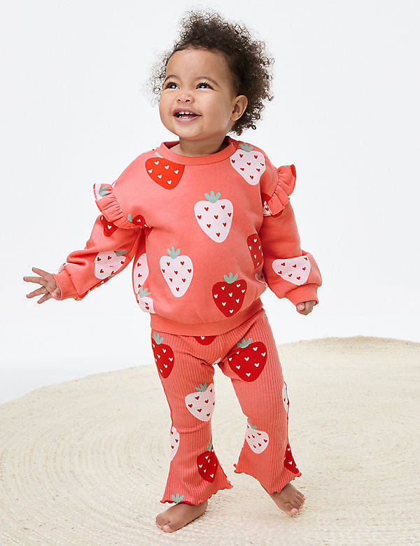 2pc Cotton Rich Strawberry Outfit (0-3 Yrs) - BN