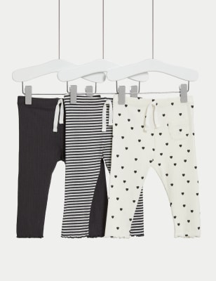 

M&S Collection 3er-Pack gemusterte Leggings mit hohem Baumwollanteil (0-3 J.) - Multi, Multi