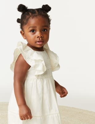 

Girls M&S Collection Pure Cotton Broderie Dress (0-3 Yrs) - Cream, Cream