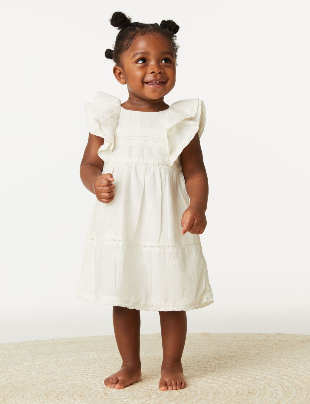 Pure Cotton Broderie Dress (0-3 Yrs) image 4