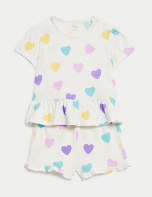 2pc Pure Cotton Heart Outfit (0-3 Yrs)