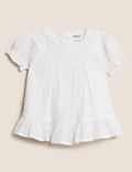 Pure Cotton Spot Frill Neck Top (0 -3 Yrs)