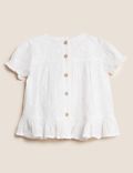 Pure Cotton Spot Frill Neck Top (0 -3 Yrs)