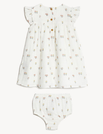 2pc Pure Cotton Floral Outfit (0-3 Yrs)
