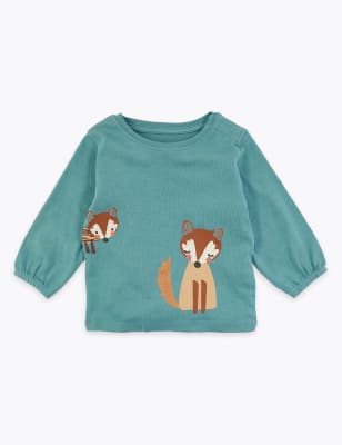 Top en coton &agrave; imprim&eacute; renard