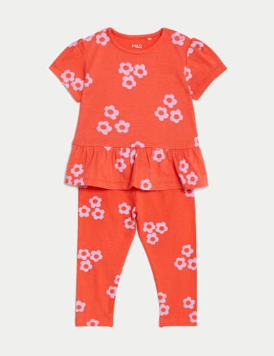 2pc Cotton Rich Floral Outfit (0-3 Yrs)