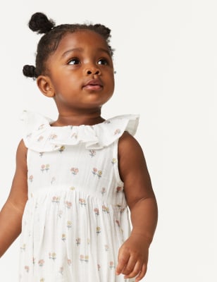

Girls M&S Collection Pure Cotton Floral Romper (0-3 Yrs) - Cream Mix, Cream Mix