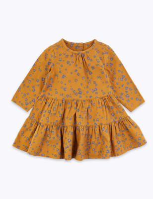 Robe en coton &agrave; imprim&eacute; fleuri et l&eacute;opard