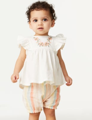 

Girls M&S Collection 2pc Cotton Rich Floral Striped Outfit (0-3 Yrs) - Cream Mix, Cream Mix