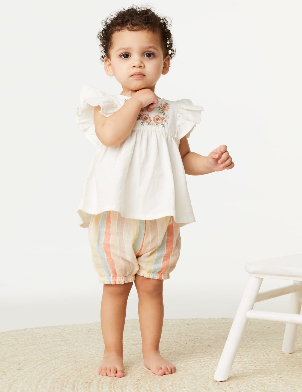 2pc Cotton Rich Floral Striped Outfit (0-3 Yrs) image 7