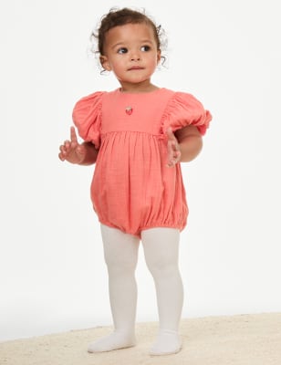 

M&S Collection 2er-Pack Strampler-Outfits mit hohem Baumwollanteil und Erdbeermuster (0-3 J.) - Bright Coral, Bright Coral