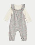 2pc Cotton Rich Ditsy Floral Dungaree Outfit (0-3 Yrs)