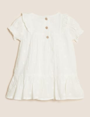 

Girls M&S Collection Pure Cotton Spot Dress (0-3 Yrs) - White Marl, White Marl