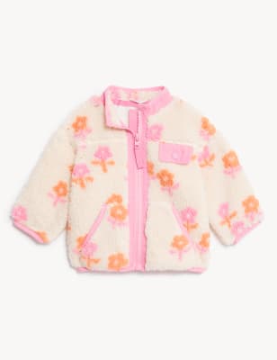 

M&S Collection Geblümte Jacke aus Teddy-Fleece (0-3 J.) - Pink Mix, Pink Mix