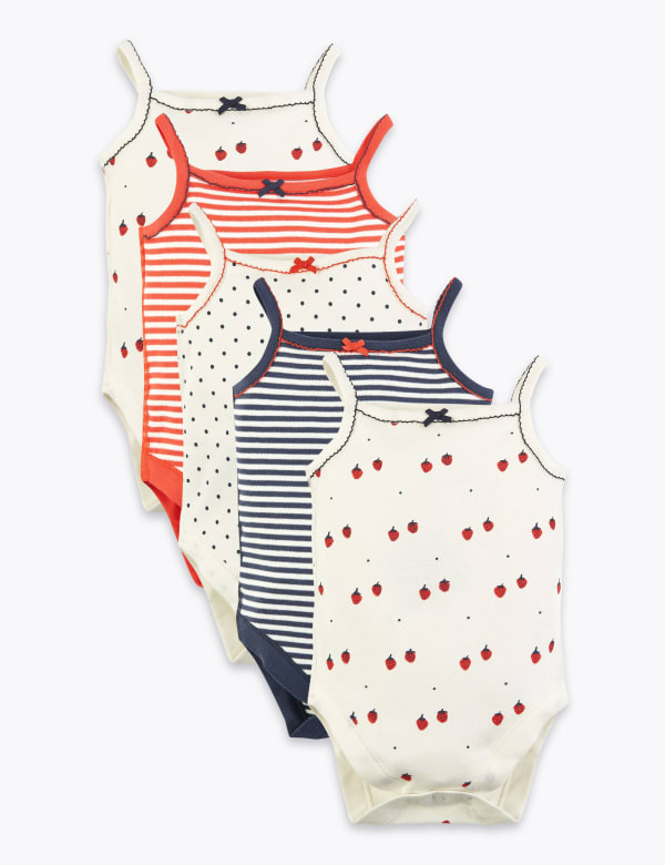 5 Pack Organic Cotton Bodysuits (6½lbs-3 Yrs)