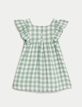 Pure Cotton Gingham Frill Dress (0-3 Yrs)
