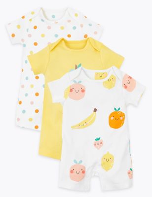 3 Pack Organic Cotton Fruit Rompers (6½lbs-3 Yrs) 