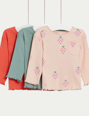 3pk Pure Cotton Strawberry Tops (0-3 Yrs) - CY