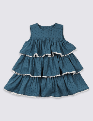 Pure Cotton Pom-pom Trim Dress | M&S