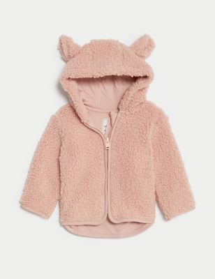 M&S Girls Hooded Jacket (0-3 Yrs) - 6-9 M - Pink, Pink