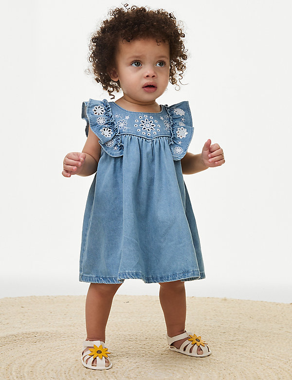 Cotton Rich Embroidered Dress (0-3 Yrs) - OM