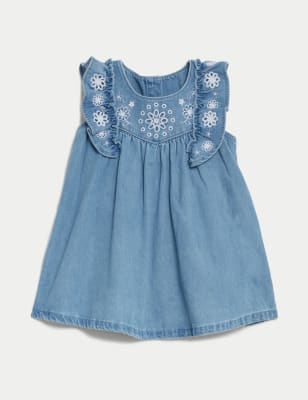 

Girls M&S Collection Cotton Rich Embroidered Dress (0-3 Yrs) - Chambray, Chambray