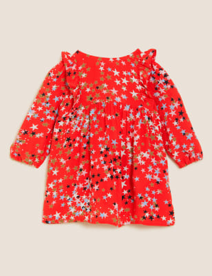 

M&S X GHOST Vestido con estampado de estrellas (0-3 años) - Red, Red